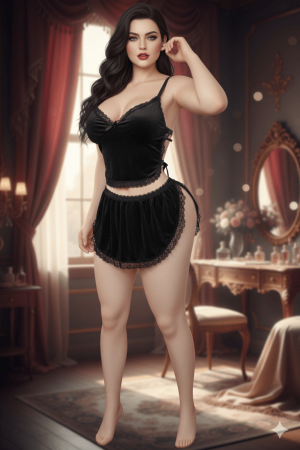 طقم السحر الأسود بالدانتيل الأنيق من خامة الحرير الزبدة