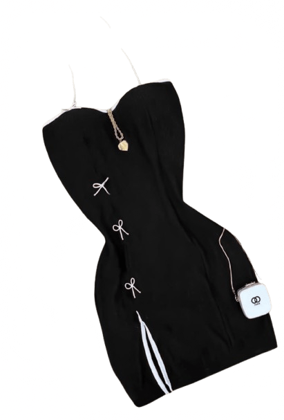 فستان قصير (Bodycon) ضيق بحمالة عنق وربطات فيونكة مزخرفة